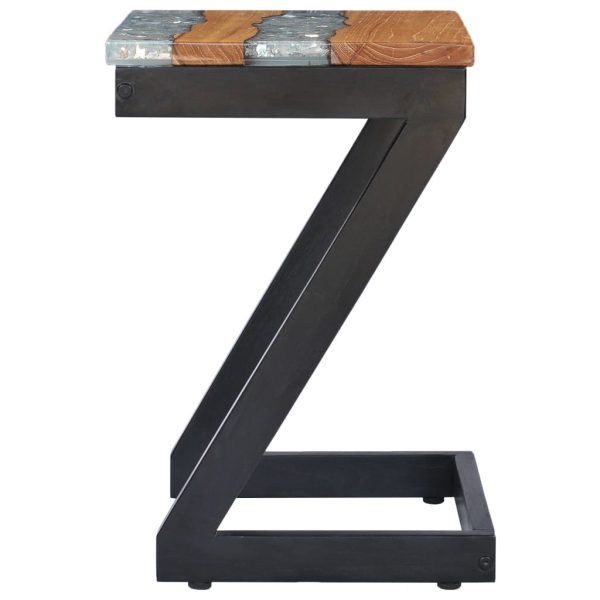 Tavolino Salotto 30x30x50 Cm Legno Massello Teak E Poliresina - Image 4