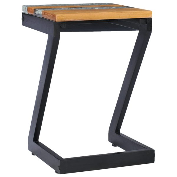 Tavolino Salotto 30x30x50 Cm Legno Massello Teak E Poliresina - Image 5