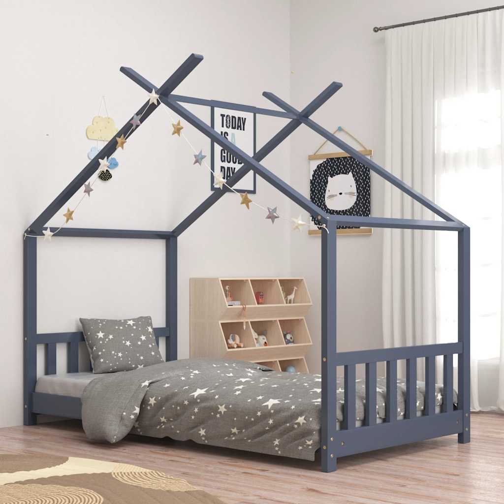 Giroletto Per Bambini Grigio In Massello Di Pino 70x140 cm