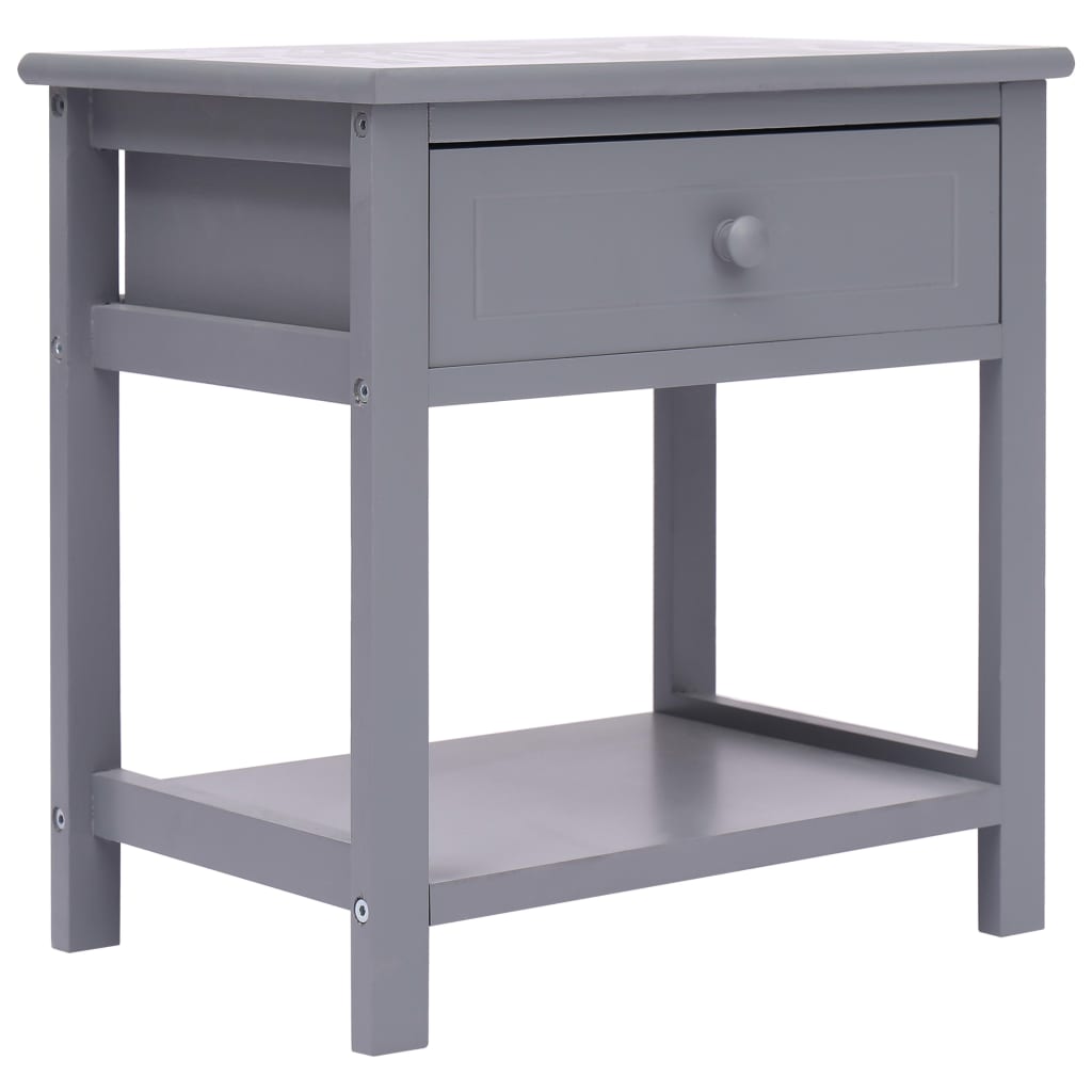 Comodino Grigio 40x29x42 Cm In Legno Di Paulonia