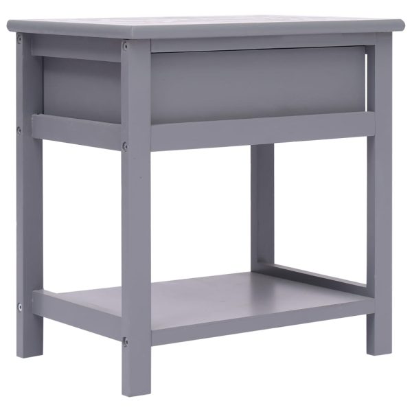 Comodino Grigio 40x29x42 Cm In Legno Di Paulonia - Image 4