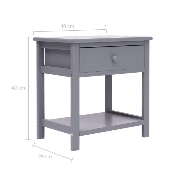 Comodino Grigio 40x29x42 Cm In Legno Di Paulonia - Image 6