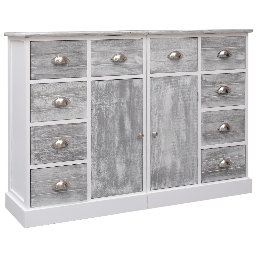 Credenza Con 10 Cassetti Grigia 113x30x79 Cm In Legno
