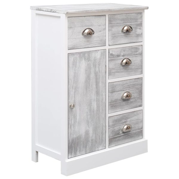 Credenza Con 10 Cassetti Grigia 113x30x79 Cm In Legno - Image 4