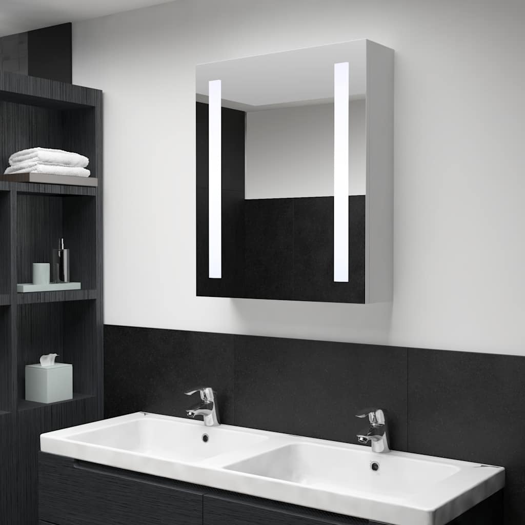 Armadietto Bagno Con Specchio E Led 50x13x70 cm