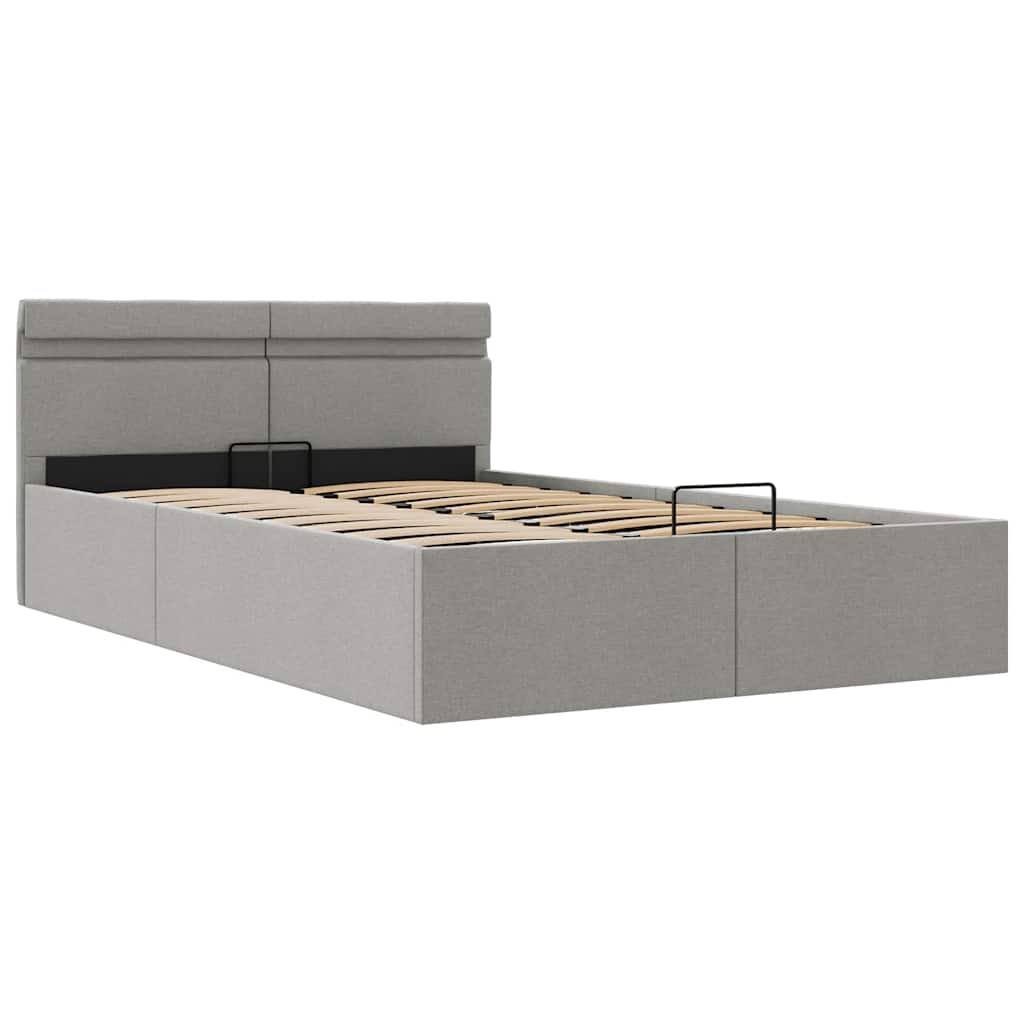 Giroletto Con Contenitore E Led Grigio Chiaro Tessuto 140x200cm - Image 3