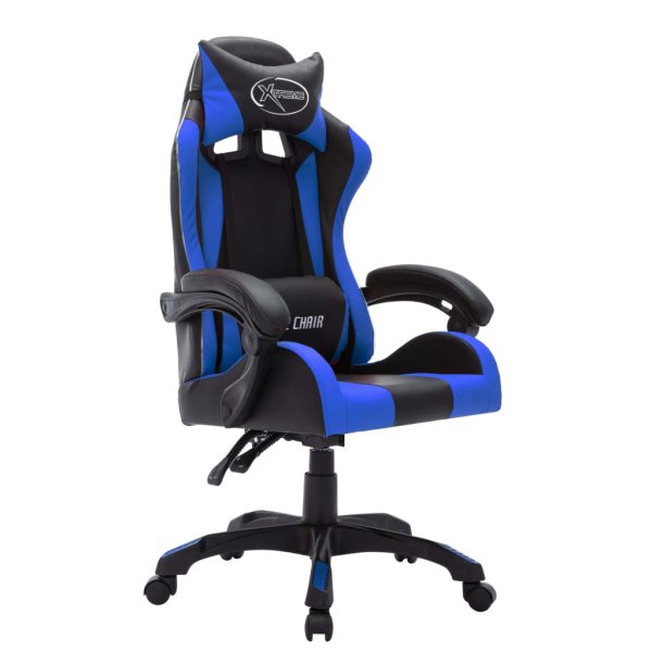 Sedia Da Gaming Con Luci A Led Rgb Blu E Nera In Similpelle - Image 3