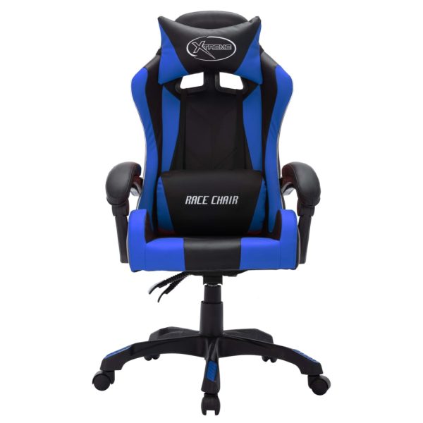 Sedia Da Gaming Con Luci A Led Rgb Blu E Nera In Similpelle - Image 4