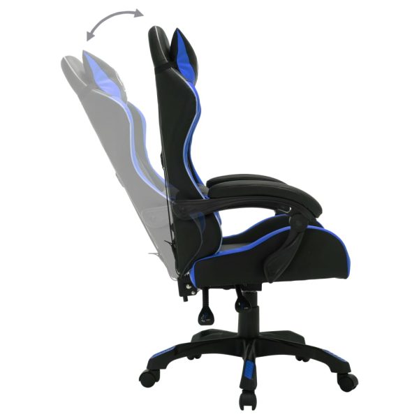 Sedia Da Gaming Con Luci A Led Rgb Blu E Nera In Similpelle - Image 5