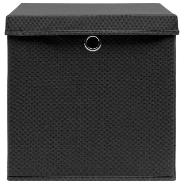 Scatole Portaoggetti Con Coperchi 4pz Neri 32x32x32 Cm Tessuto - Image 3