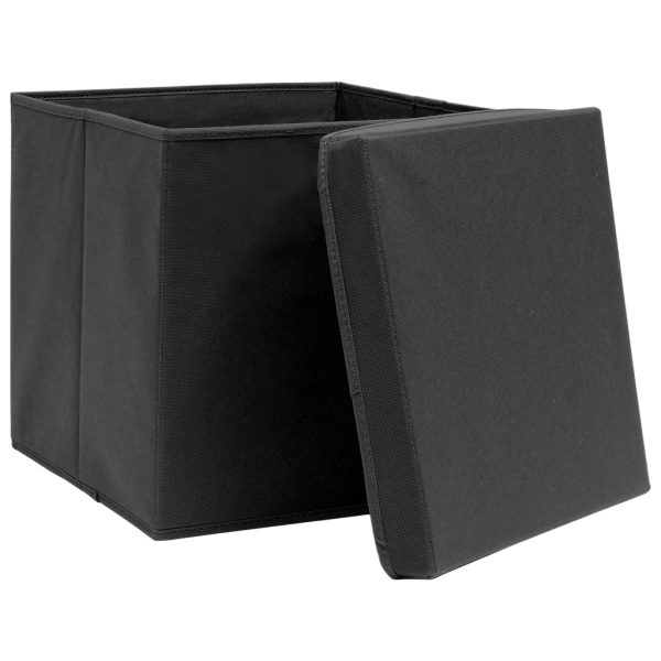 Scatole Portaoggetti Con Coperchi 4pz Neri 32x32x32 Cm Tessuto - Image 4
