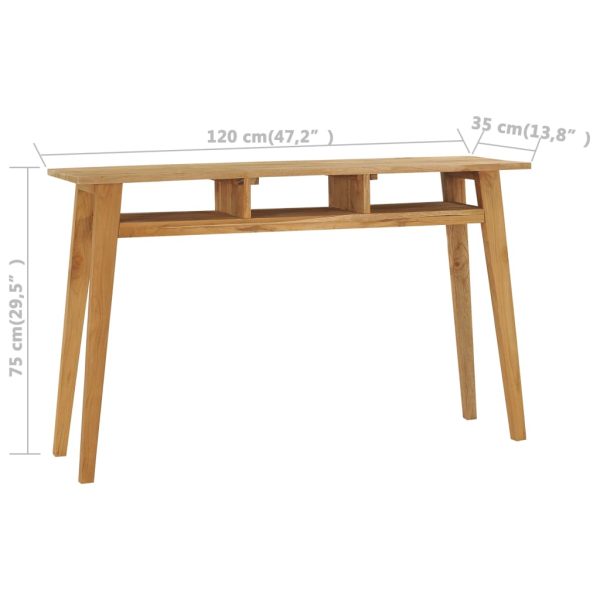 Tavolo Consolle 120x35x75 Cm In Legno Massello Di Teak - Image 6
