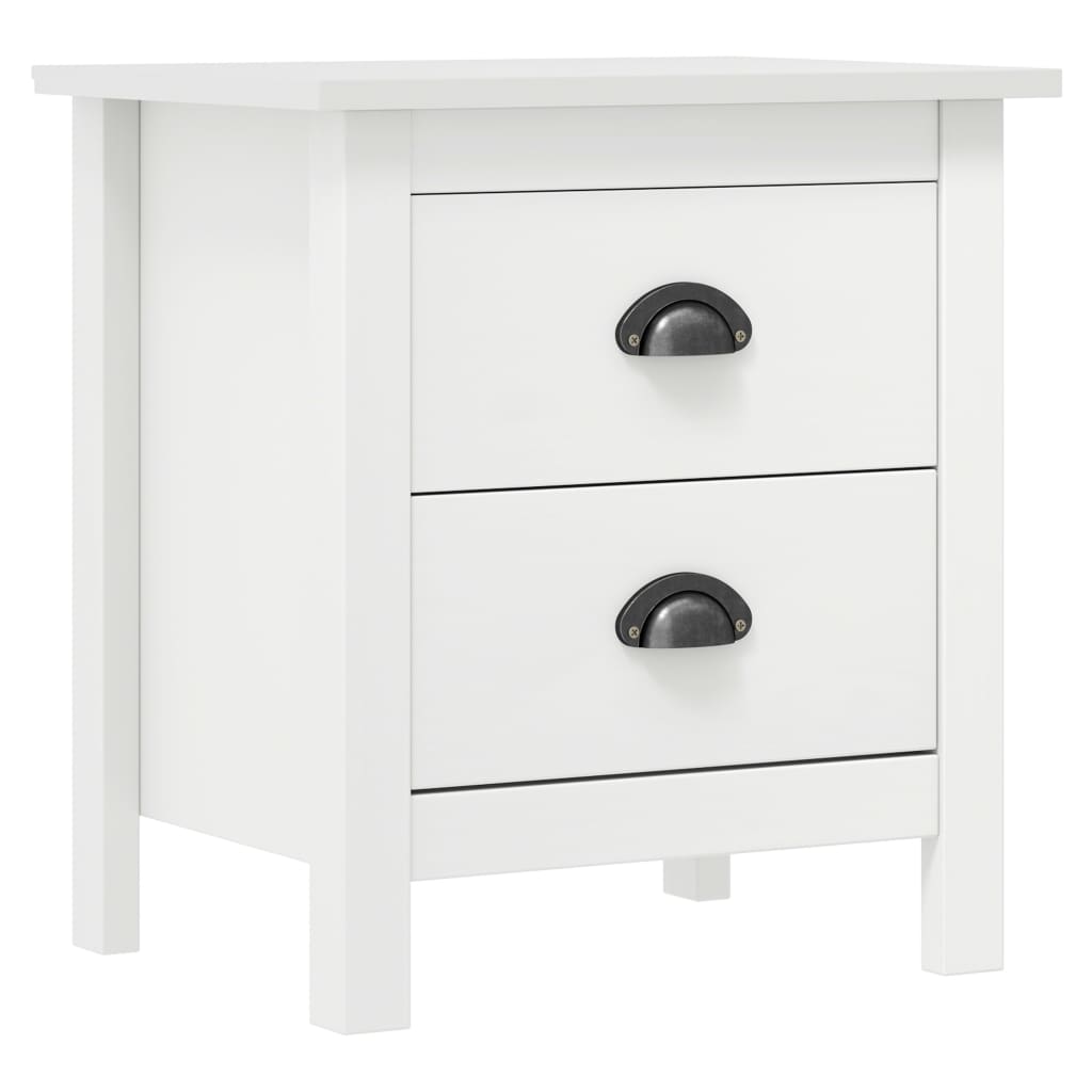 Comodino Hill Bianco 46x35x49,5 Cm Legno Massello Di Pino