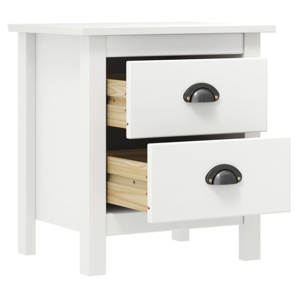 Comodino Hill Bianco 46x35x49,5 Cm Legno Massello Di Pino - Image 3