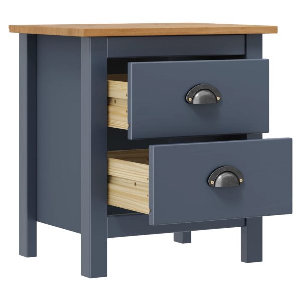 Comodino Hill Grigio 46x35x49,5 Cm Legno Massello Di Pino - Image 3