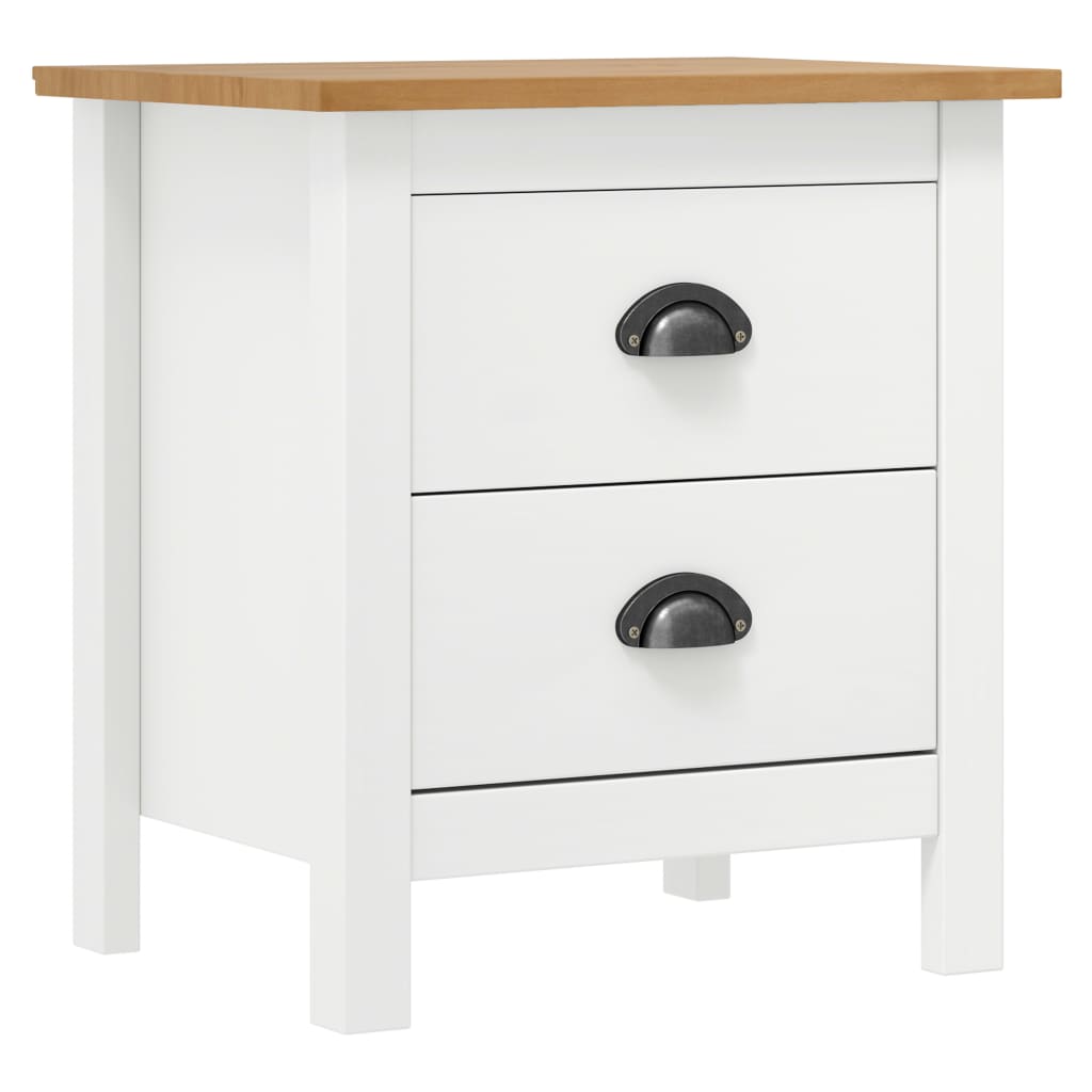 Comodino Hill Bianco 46x35x49,5 Cm Legno Massello Di Pino