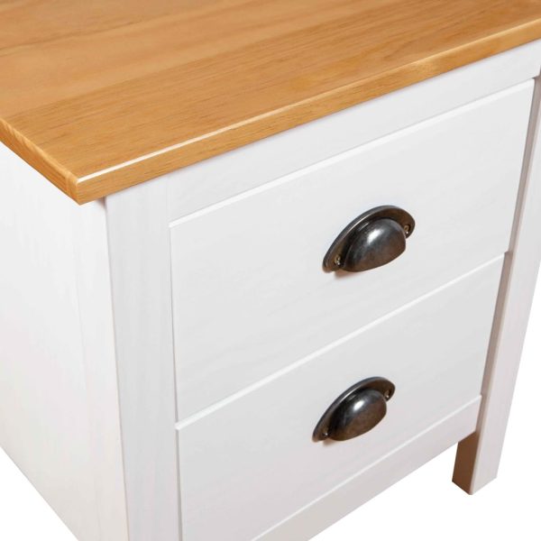 Comodino Hill Bianco 46x35x49,5 Cm Legno Massello Di Pino - Image 6