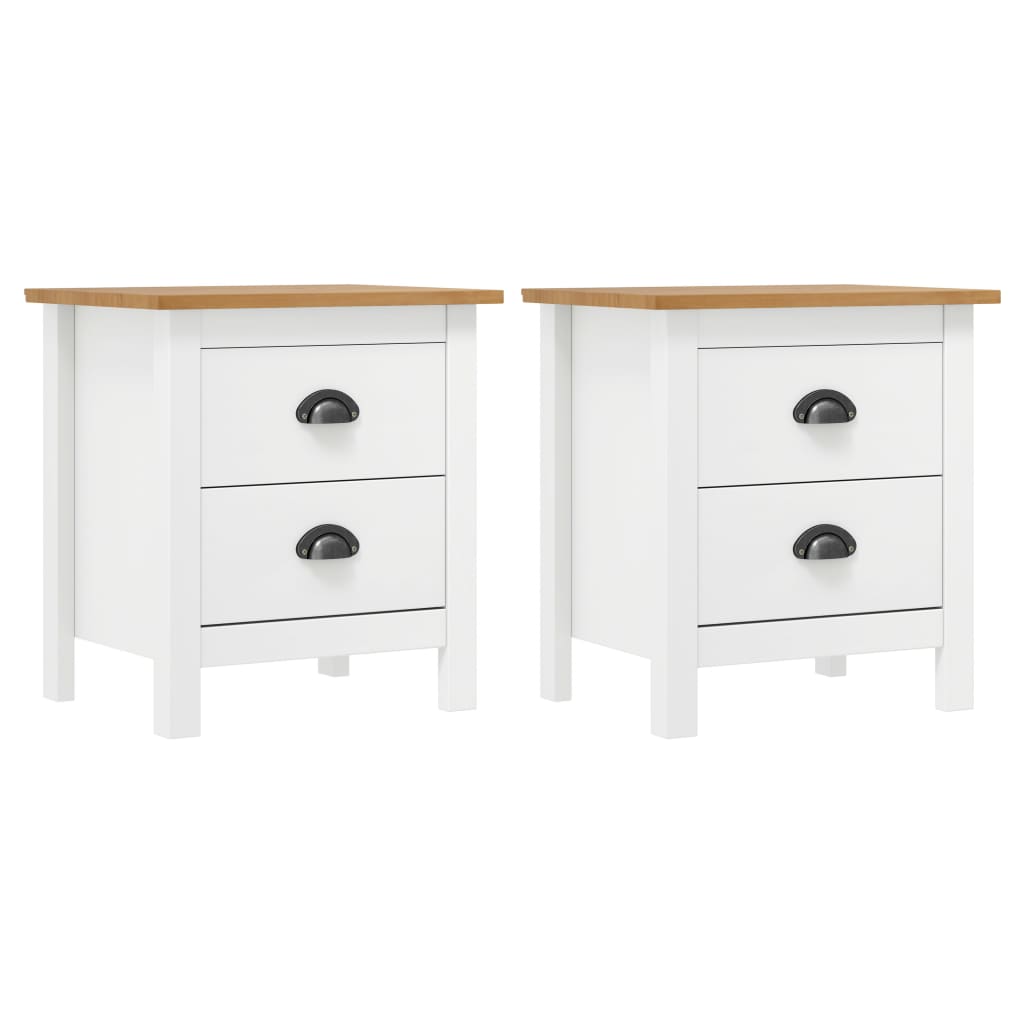Comodini Hill Bianchi 2 Pz 46x35x49,5 Cm Legno Massello Di Pino