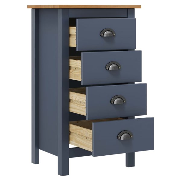 Credenza Hill Grigia 46x35x80 Cm In Legno Massello Di Pino - Image 3