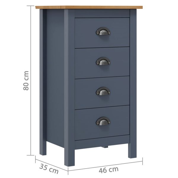 Credenza Hill Grigia 46x35x80 Cm In Legno Massello Di Pino - Image 4