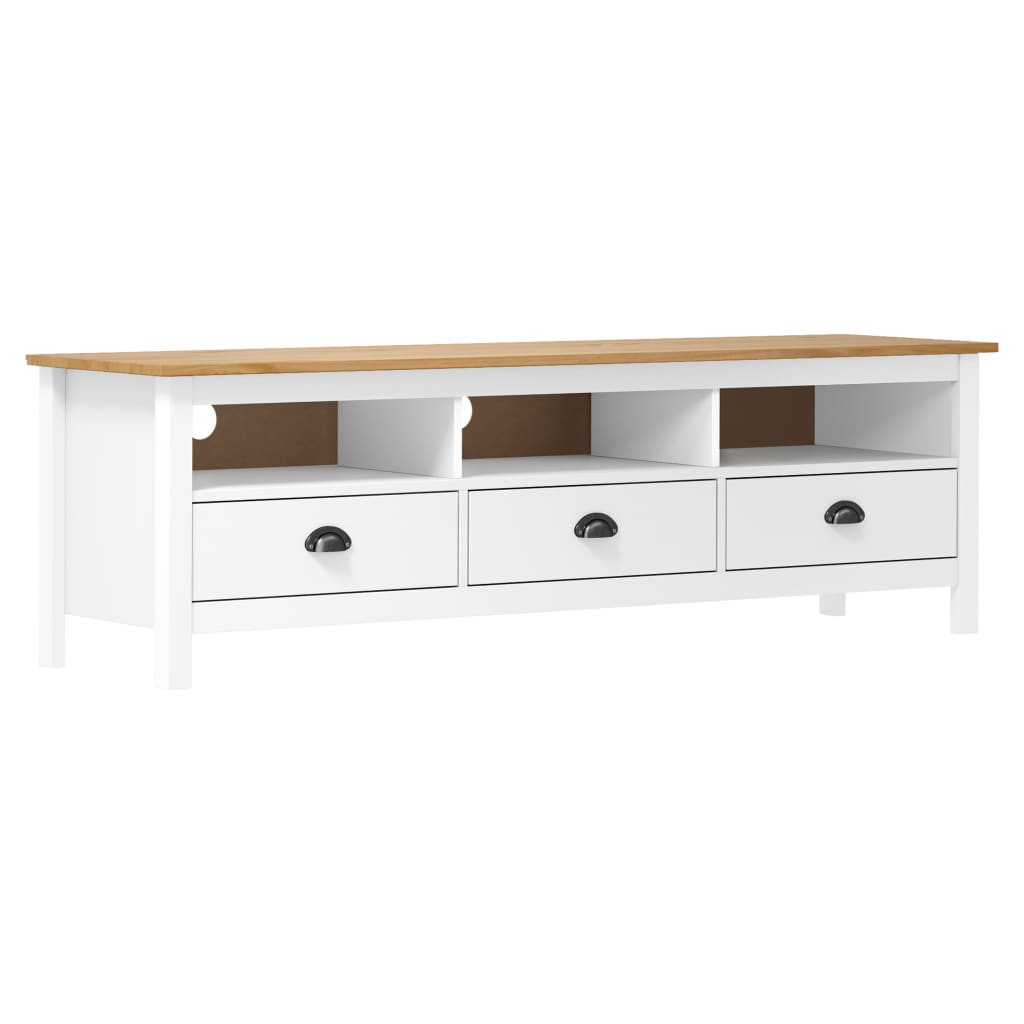 Mobile Porta Tv Hill Bianco 158x40x47 Cm In Legno Di Pino