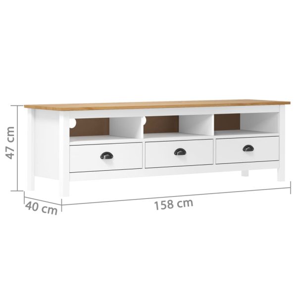 Mobile Porta Tv Hill Bianco 158x40x47 Cm In Legno Di Pino - Image 4