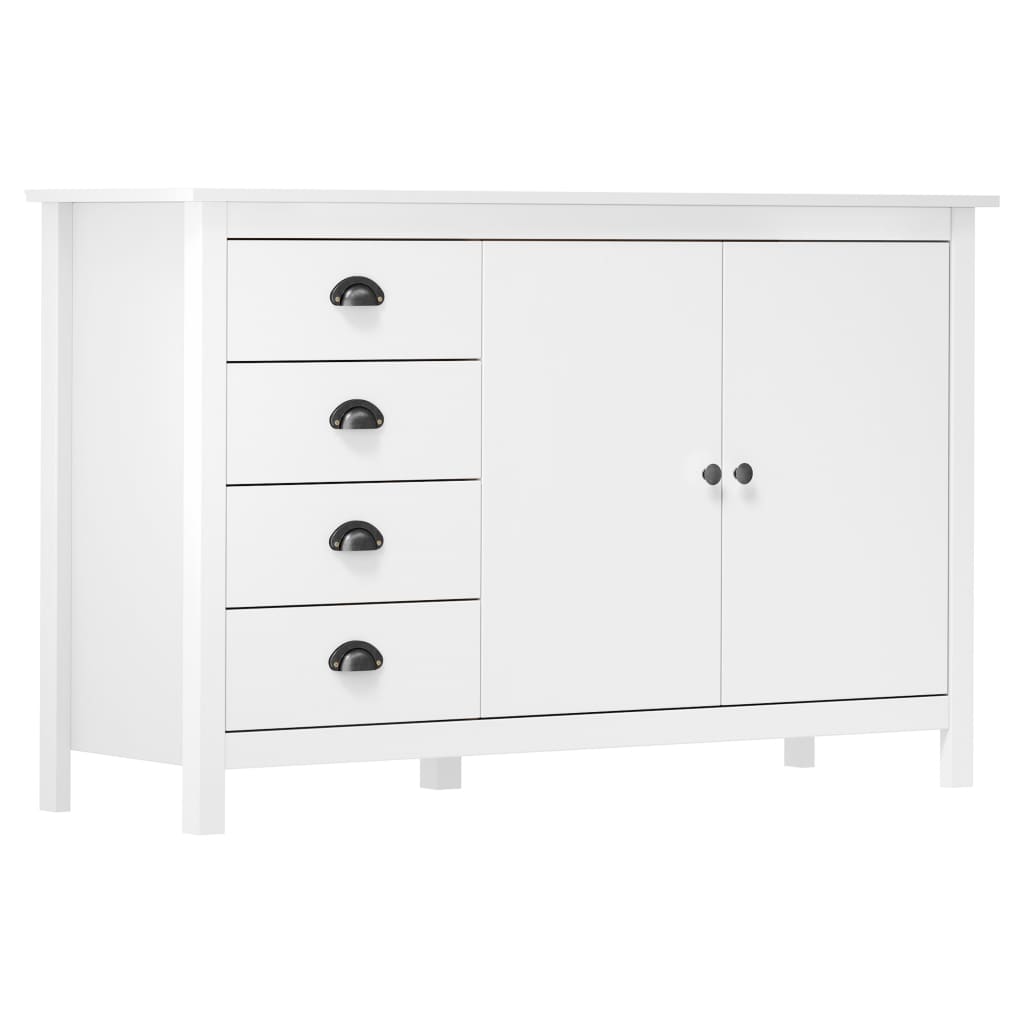 Credenza Hill Bianca 130x40x80 Cm In Legno Massello Di Pino