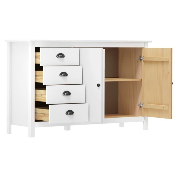 Credenza Hill Bianca 130x40x80 Cm In Legno Massello Di Pino - Image 3