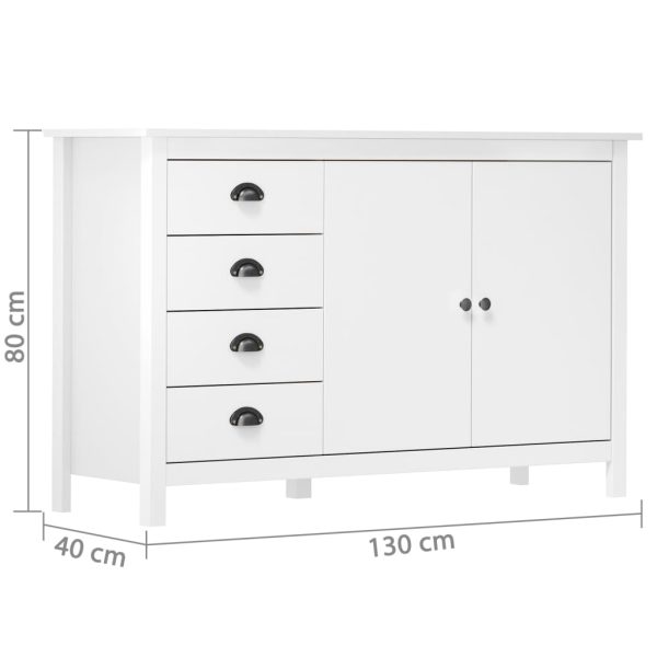 Credenza Hill Bianca 130x40x80 Cm In Legno Massello Di Pino - Image 4