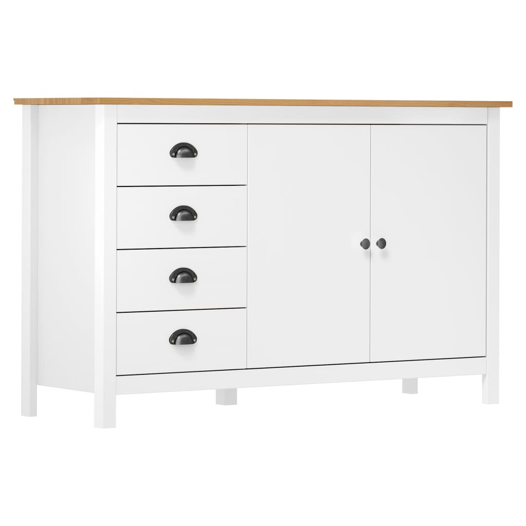 Credenza Hill Bianca 130x40x80 Cm In Legno Massello Di Pino