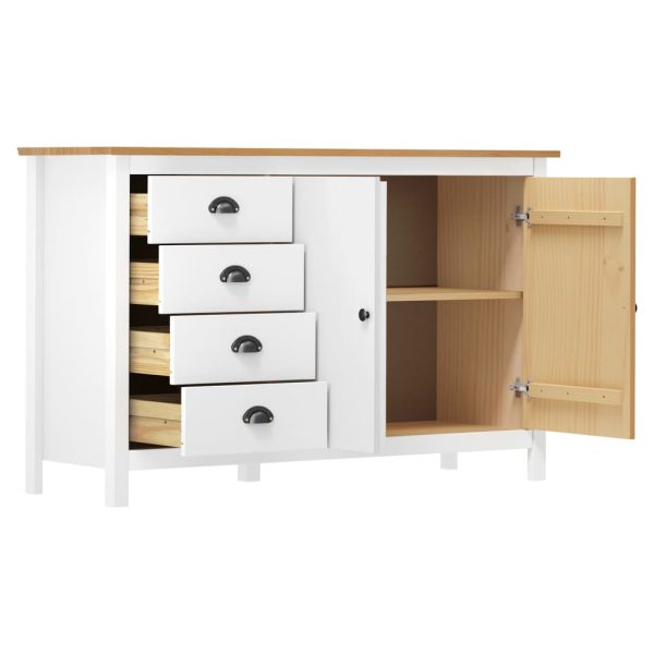 Credenza Hill Bianca 130x40x80 Cm In Legno Massello Di Pino - Image 3