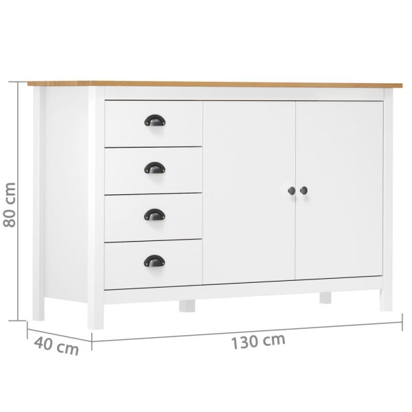 Credenza Hill Bianca 130x40x80 Cm In Legno Massello Di Pino - Image 4