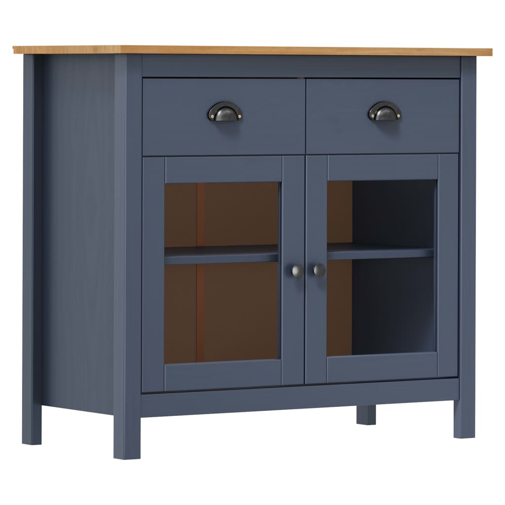 Credenza Hill Grigia 90x40x80 Cm In Legno Massello Di Pino