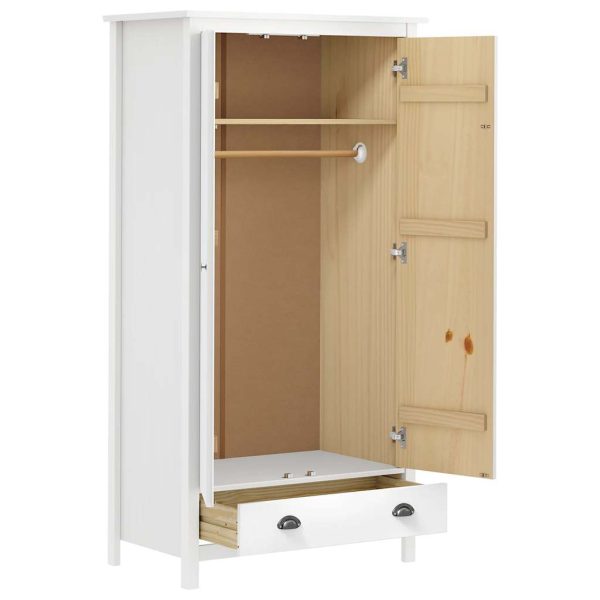 Armadio A 2 Ante Hill Bianco 89x50x170cm In Legno Di Pino - Image 3