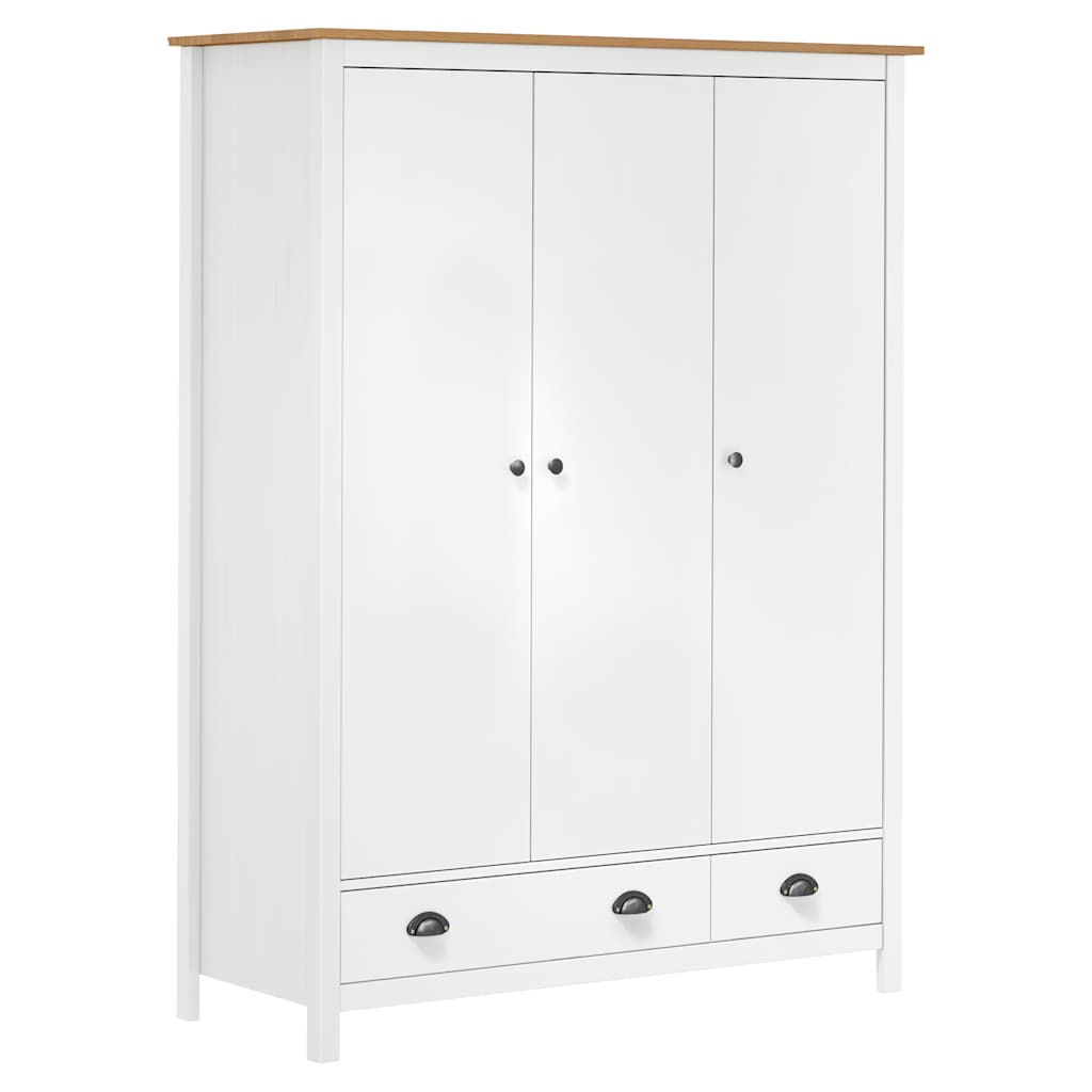 Armadio A 3 Ante Hill Bianco 127x50x170 Cm In Legno Di Pino