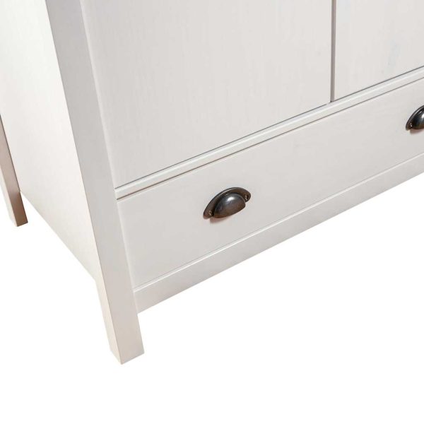 Armadio A 3 Ante Hill Bianco 127x50x170 Cm In Legno Di Pino - Image 6