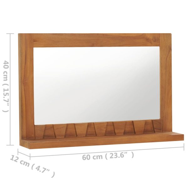 Specchio Da Parete Con Mensola 60x12x40 Cm In Massello Di Teak - Image 6
