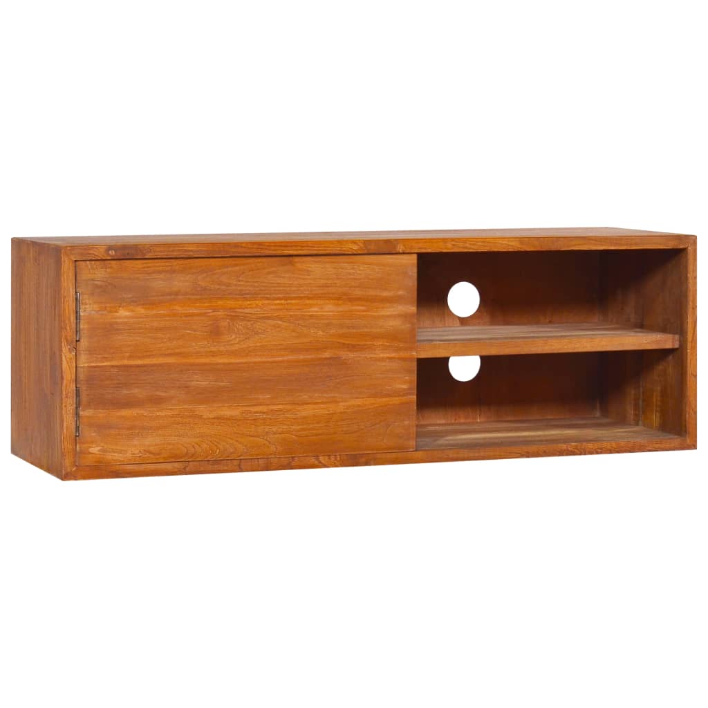 Mobile Tv A Parete 90x30x30 Cm In Legno Massello Di Teak