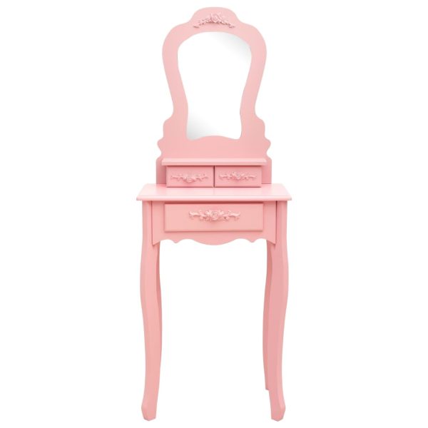 Tavolo Da Trucco Con Sgabello Rosa 50x59x136 Cm Legno Paulownia - Image 3