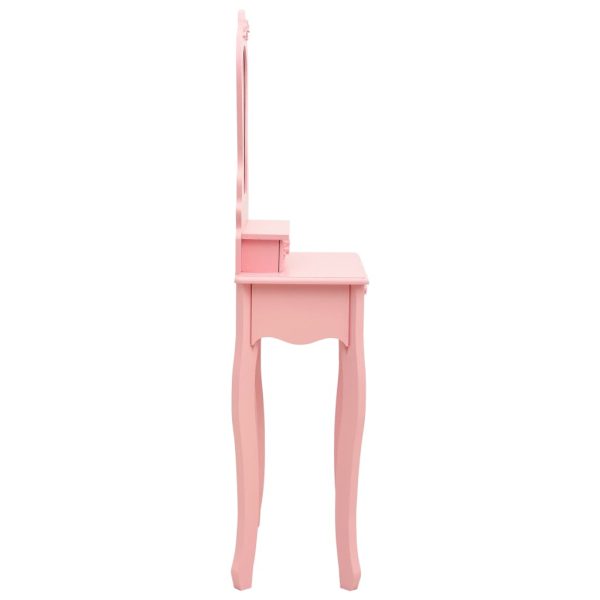 Tavolo Da Trucco Con Sgabello Rosa 50x59x136 Cm Legno Paulownia - Image 4
