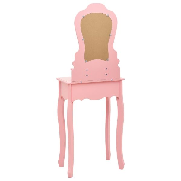 Tavolo Da Trucco Con Sgabello Rosa 50x59x136 Cm Legno Paulownia - Image 5