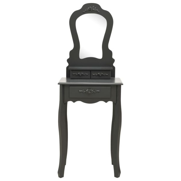 Tavolo Da Trucco E Sgabello Grigio 50x59x136 Cm Legno Paulownia - Image 3