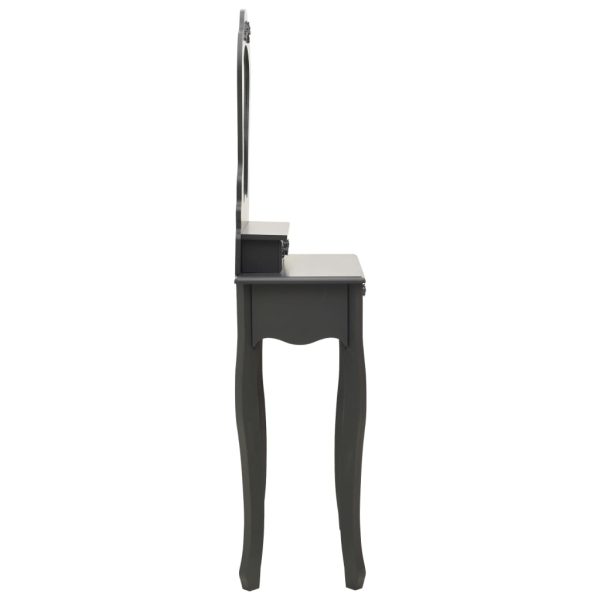 Tavolo Da Trucco E Sgabello Grigio 50x59x136 Cm Legno Paulownia - Image 4