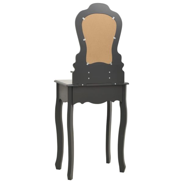 Tavolo Da Trucco E Sgabello Grigio 50x59x136 Cm Legno Paulownia - Image 5