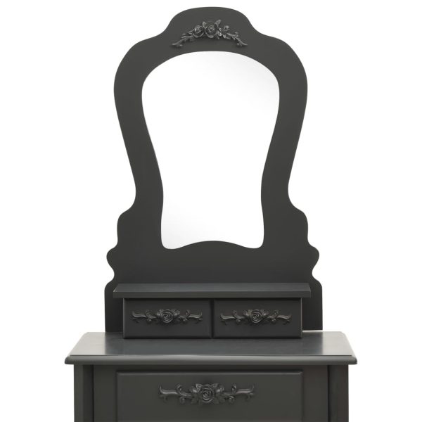 Tavolo Da Trucco E Sgabello Grigio 50x59x136 Cm Legno Paulownia - Image 6
