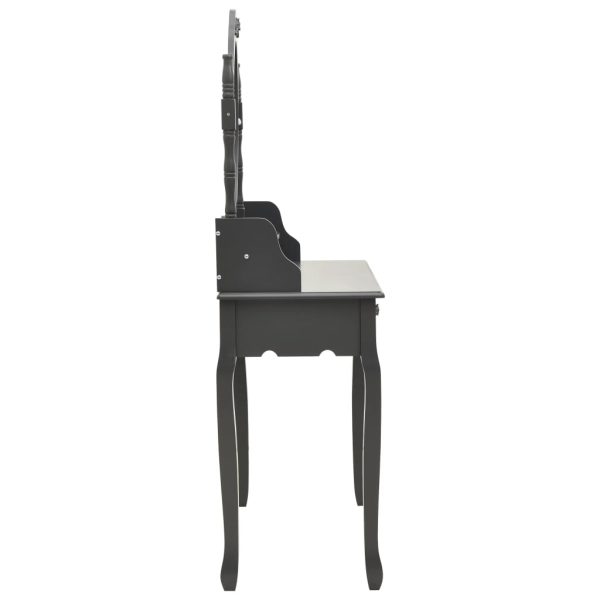 Tavolo Da Trucco E Sgabello Grigio 75x69x140 Cm Legno Paulownia - Image 4