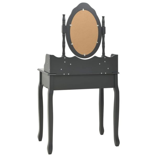 Tavolo Da Trucco E Sgabello Grigio 75x69x140 Cm Legno Paulownia - Image 5