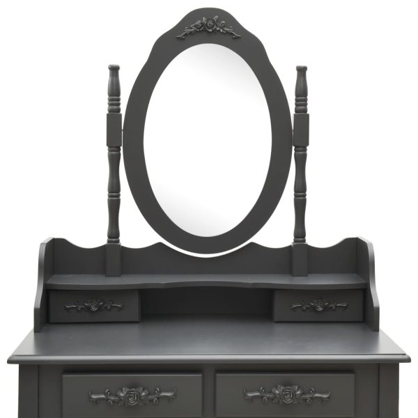 Tavolo Da Trucco E Sgabello Grigio 75x69x140 Cm Legno Paulownia - Image 6