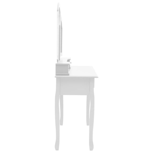 Tavolo Da Trucco E Sgabello Bianco 100x40x146cm Legno Paulownia - Image 5
