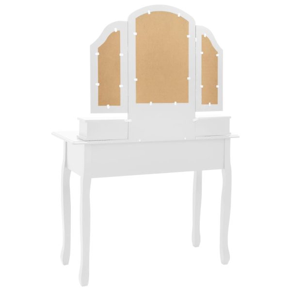 Tavolo Da Trucco E Sgabello Bianco 100x40x146cm Legno Paulownia - Image 6